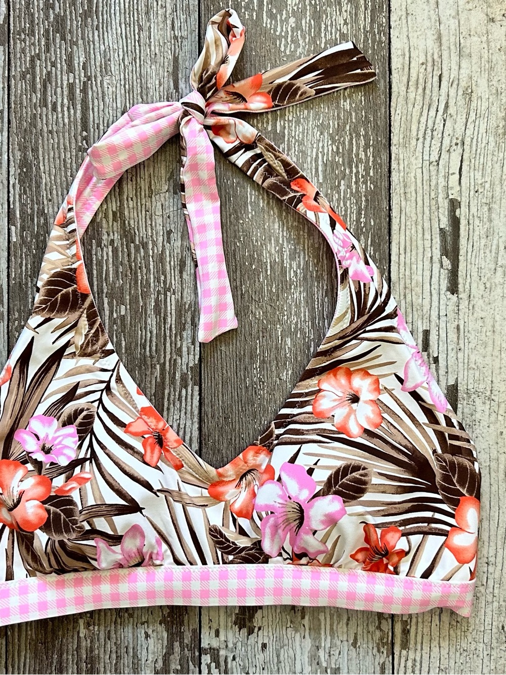 Lands' End Floral Halter Bikini Top in Island Print